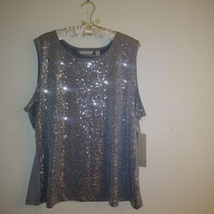 Laura Ashley woman's Silver Sequin Top
